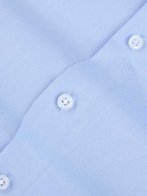 Dandy & Son Cutaway Collar shirt in non-iron cotton blue flat lay buttons
