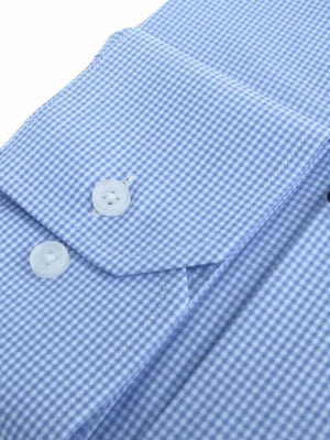 extreme cutaway collar dandy and son dress shirt in a light blue grid print cuff