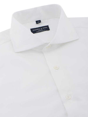 Dandy & Son Cutaway Collar shirt in white premium fabric buttoned