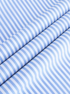 Dandy & Son Extreme Cutaway Collar shirt in big blue striped cotton flat lay fabric