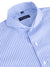 Dandy & Son Extreme Cutaway Collar shirt in big blue striped cotton flat lay
