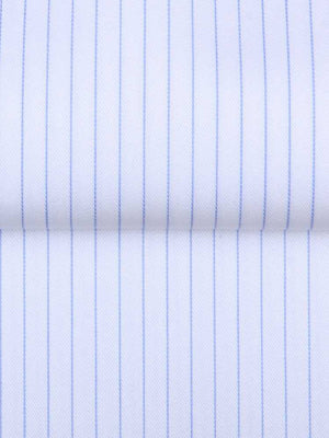 Extreme cutaway non iron light blue thin stripes shirt flat lay close up