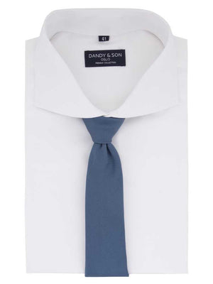 Dandy & Son Cutaway Collar shirt in white premium fabric with tie