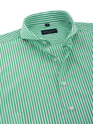 extreme cutaway collar big lime green stripe shirt flat lay