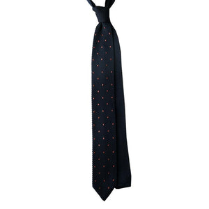 Dandy & Son silk knitted tie navy with polka dots