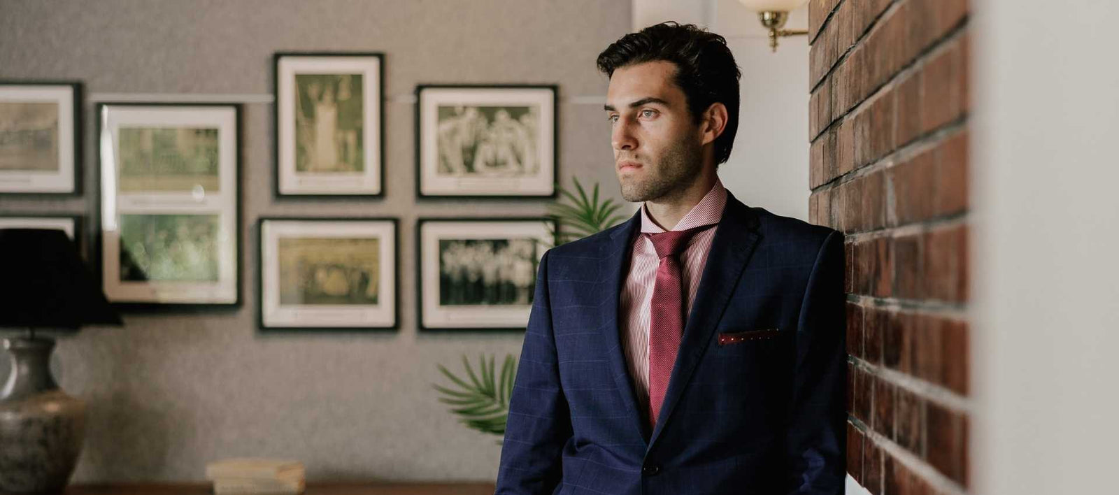 Collection of featured dress shirts for men from Dandy & Son. Image of man wearing a Extreme Cutaway Collar Shirt for Dandy & Son