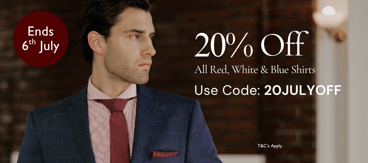 20% Off – Red, White & Blue Shirts