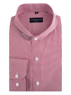 Dandy & Son Extreme Cutaway collar shirt in red striped cotton flat lay