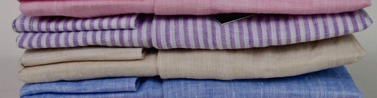 Close up of linen cutaway collared shirts for men