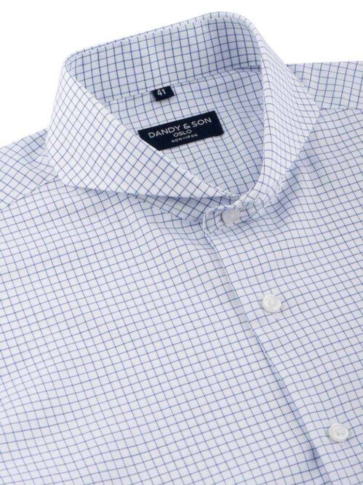 Extreme Cutaway Non-Iron Blue Light Grid Shirt - DANDY & SON