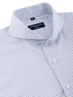 Dandy & Son Extreme Cutaway Collar shirt in light blue non-iron cotton flat lay side view