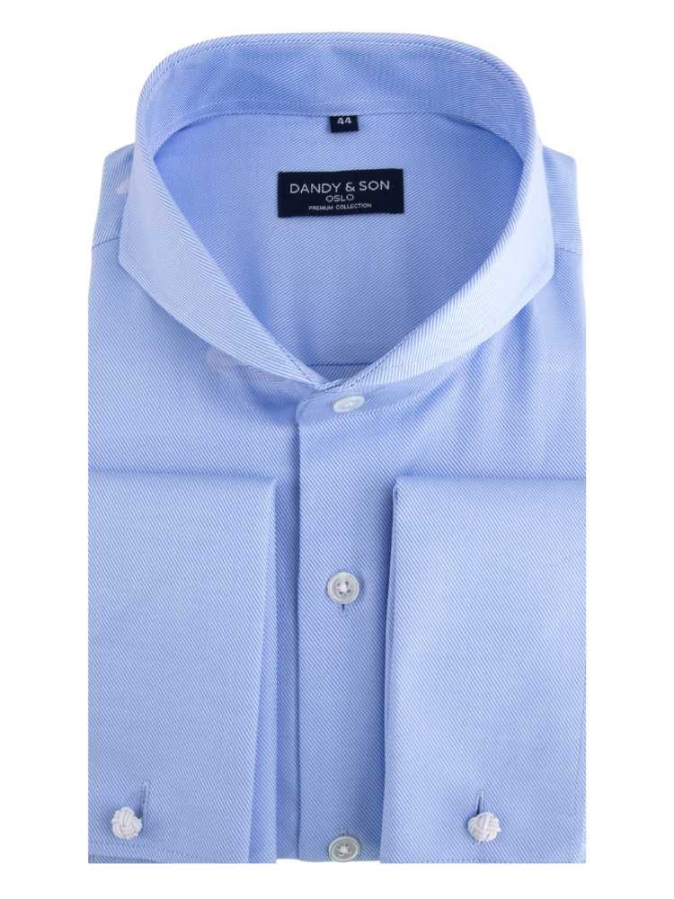 Extreme Cutaway Blue Premium Weave Shirt French Cuff DANDY SON