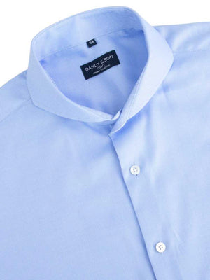 Dandy & Son Extreme Cutaway collar shirt in blue premium weave