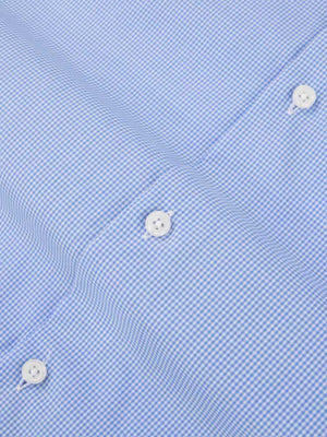 extreme cutaway collar dandy and son dress shirt in a light blue grid print buttons