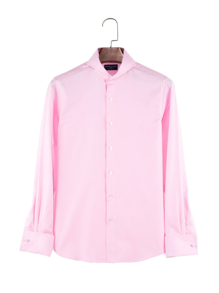 pink french cuff dress shirts Men's Pink Check Dress Shirt Set with French Cuff 16 36/37 / Pink