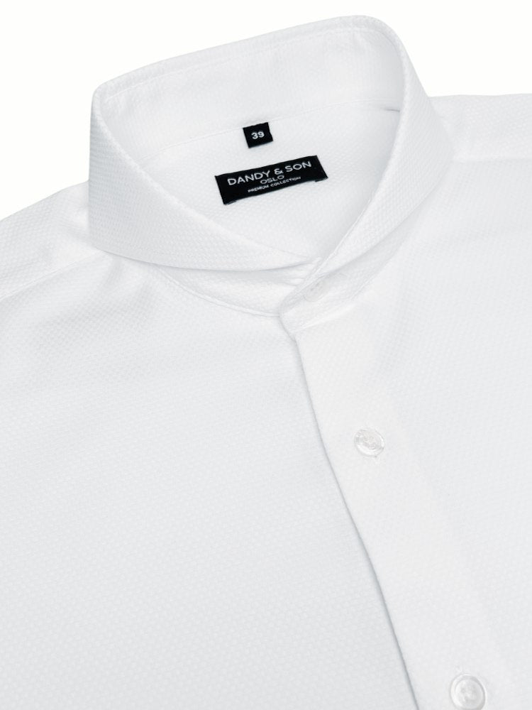 Extreme Cutaway White Textured Premium Dress Shirt