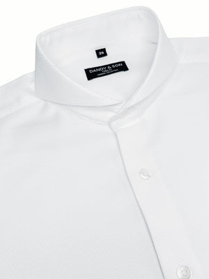 Extreme Cutaway White Textured Premium Dress Shirt Side View