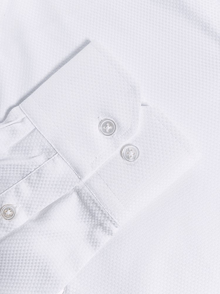 Extreme Cutaway Collar White Textured Shirt 41 / US 16 Extreme Cutaway Collar White Textured Shirt 41 / US 16