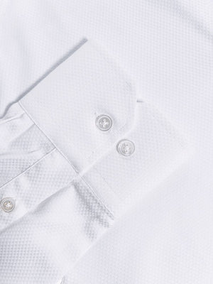Extreme Cutaway White Textured Premium Dress Shirt Close Up