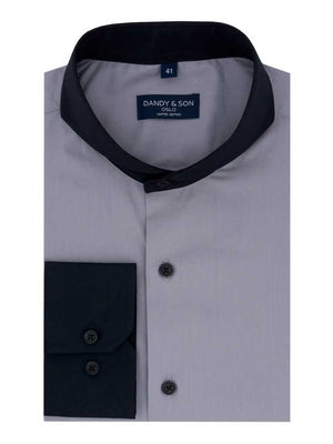 Limited Edition Extreme Cutaway Collar Grey With Black Contrast Men's Dress Shirt Flat Lay