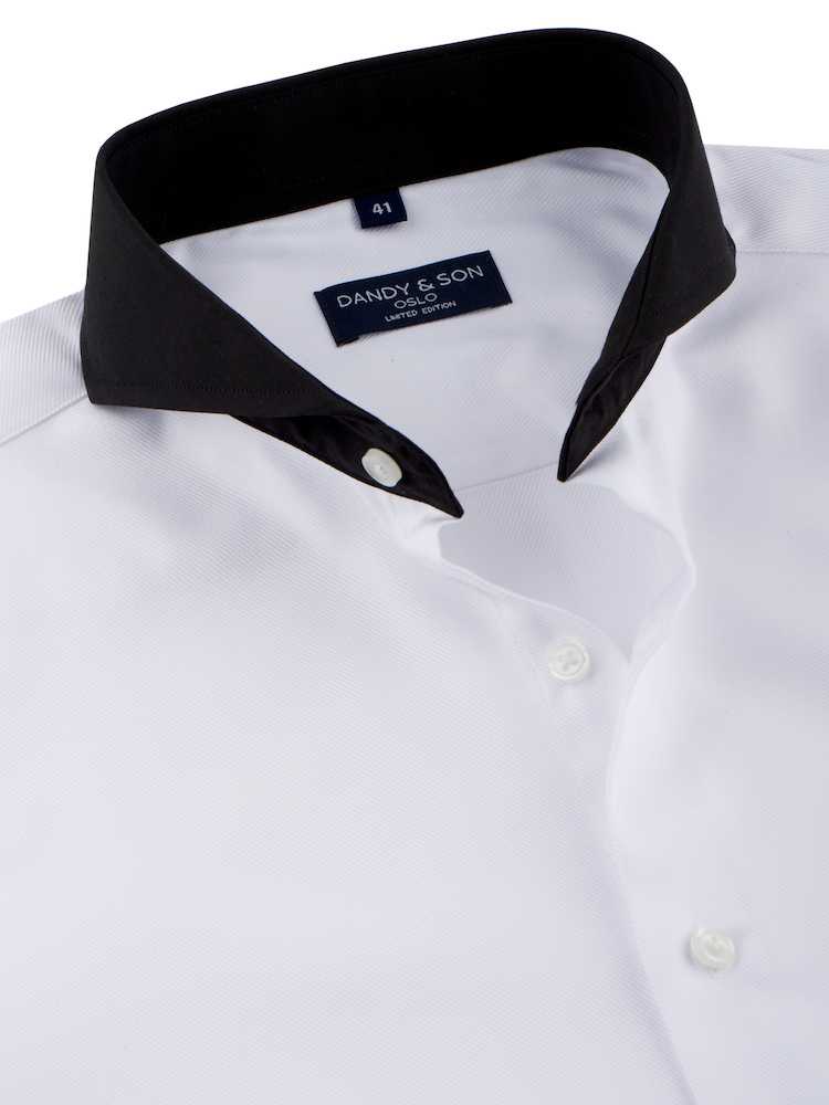 Limited Edition Extreme Cutaway Collar White With Black Contrast Shirt 42 / US 16.5 Limited Edition Extreme Cutaway Collar White With Black Contrast Shirt 42 / US 16.5