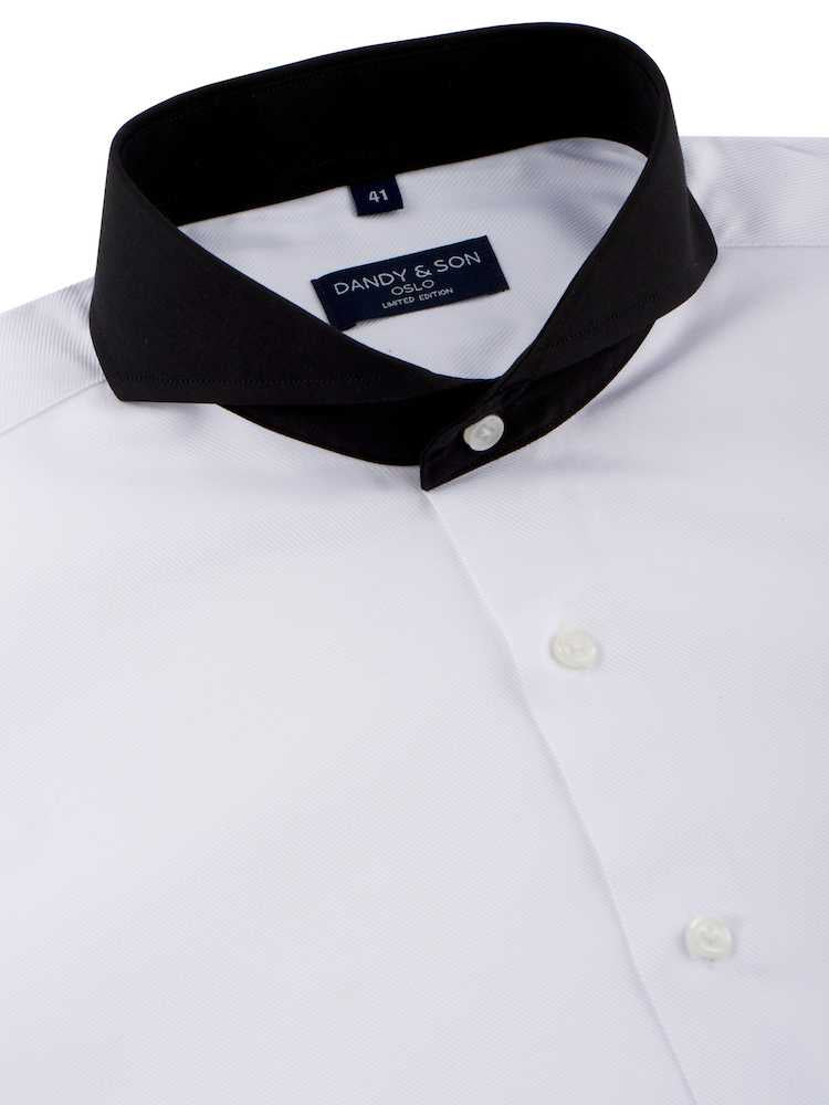 Limited Edition Extreme Cutaway Collar White With Black Contrast Shirt 42 / US 16.5 Limited Edition Extreme Cutaway Collar White With Black Contrast Shirt 42 / US 16.5