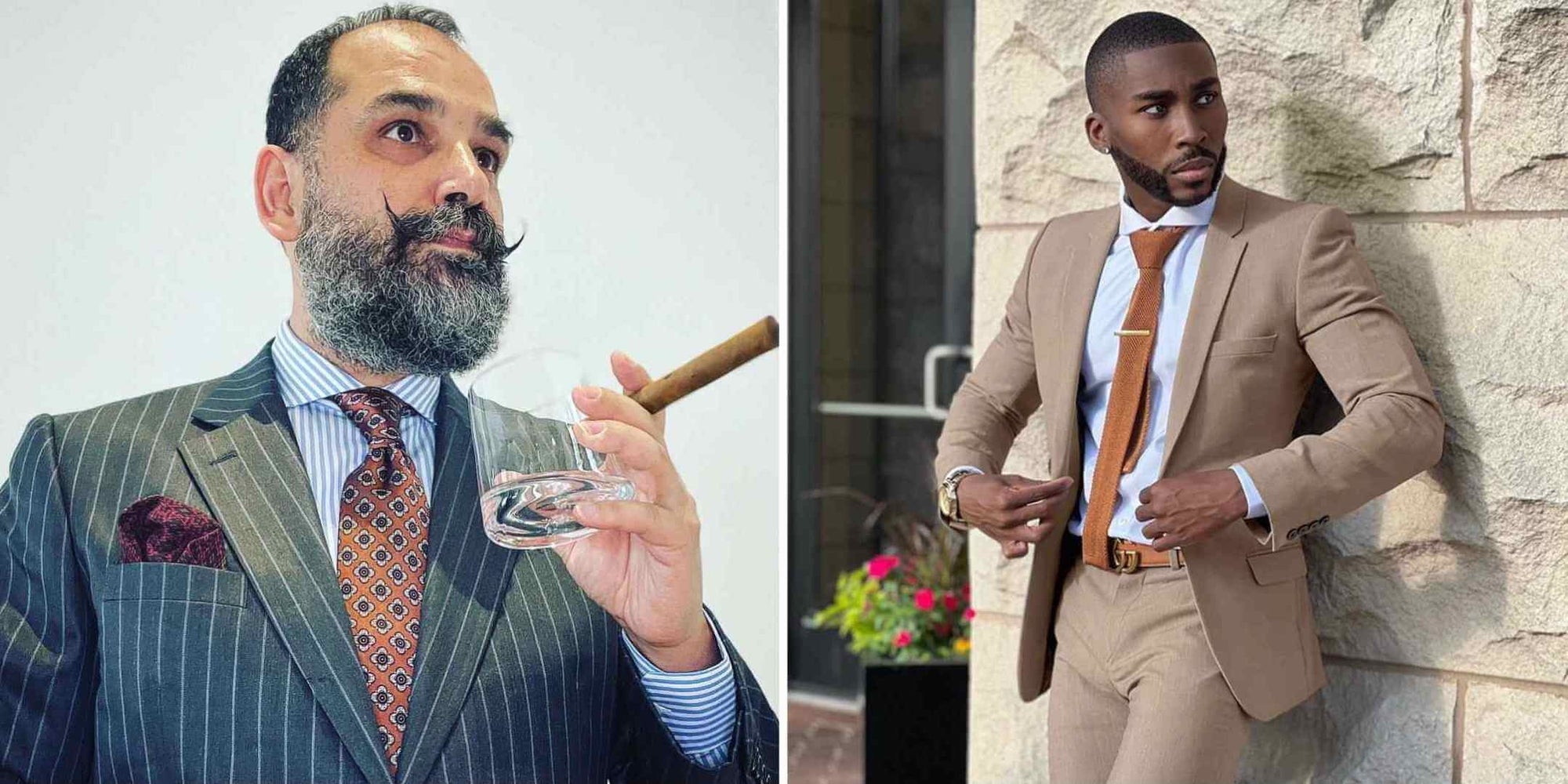 Influencers wearing a cutaway collar and extreme cutaway collar shirt