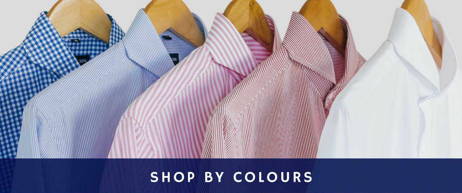 Selection of dandy and son extreme cutaway collar shirt on hangers