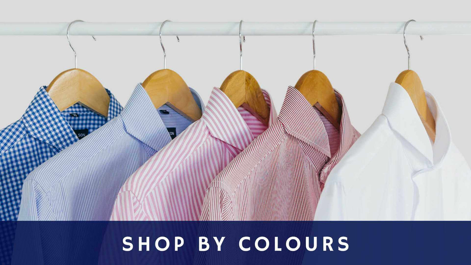 Selection of dandy and son extreme cutaway collar shirt on hangers