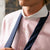 Close up of prink contrast collar dress shirt and tie