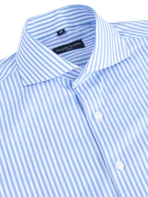 cutaway big blue stripes dress shirt by Dandy & Son flat lay side view
