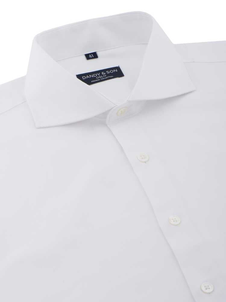 Dandy & Son Cutaway Collared shirt in premium weave with french cuffs white