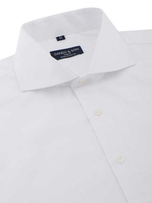 Dandy & Son Cutaway Collar shirt in french cuff white cotton buttoned