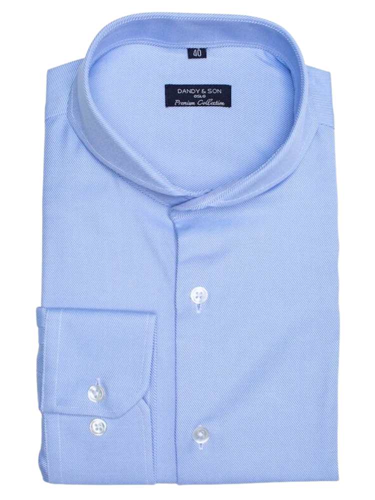 Dandy & Son Extreme Cutaway collar shirt in blue premium weave