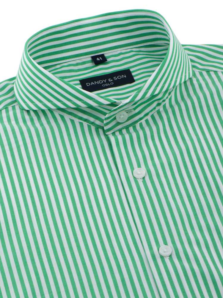 Extreme Cutaway Big Lime Green Stripes Shirt - DANDY & SON Extreme Cutaway Big Lime Green Stripes Shirt - DANDY & SON
