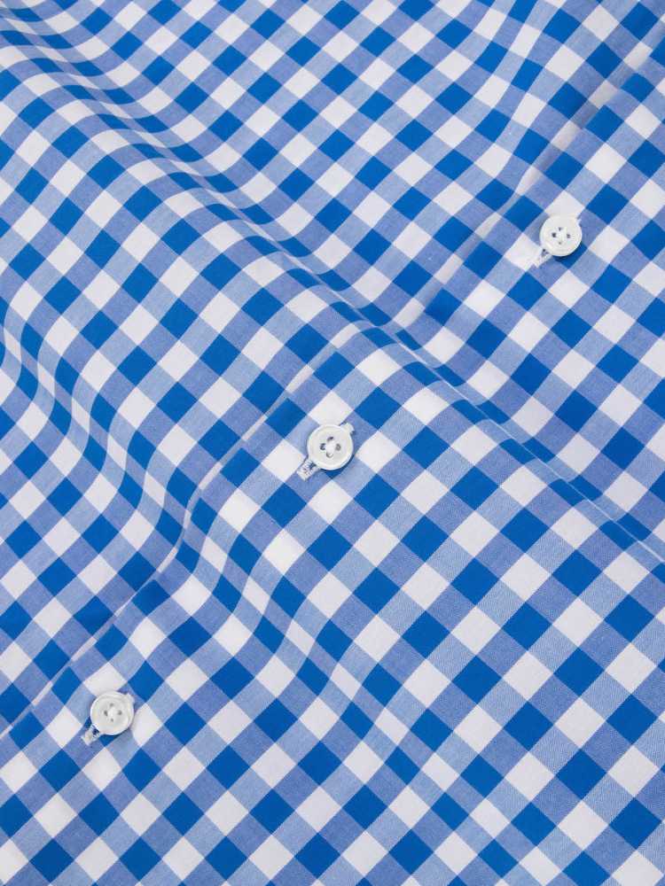 Extreme Cutaway Collar Blue Big Gingham Shirt 41 / US 16 Extreme Cutaway Collar Blue Big Gingham Shirt 41 / US 16