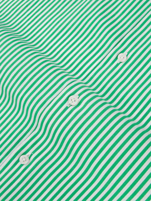 flat lay of extreme cutaway collar shirt big lime green stripe shirt