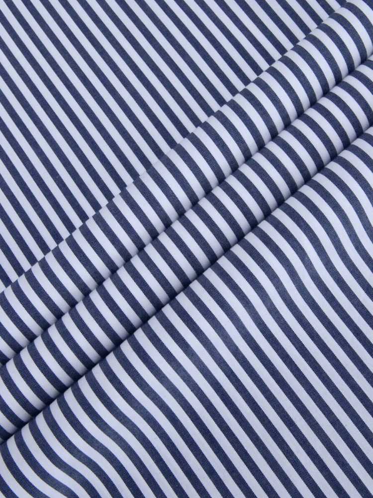 Dandy &amp; Son Extreme Cutaway Collar shirt in navy stripes