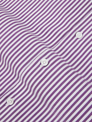 extreme cutaway collar shirt in big purple stripe flat lay