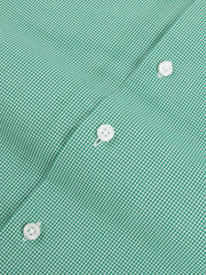 Extreme cutaway collar green grid shirt flat lay  buttons