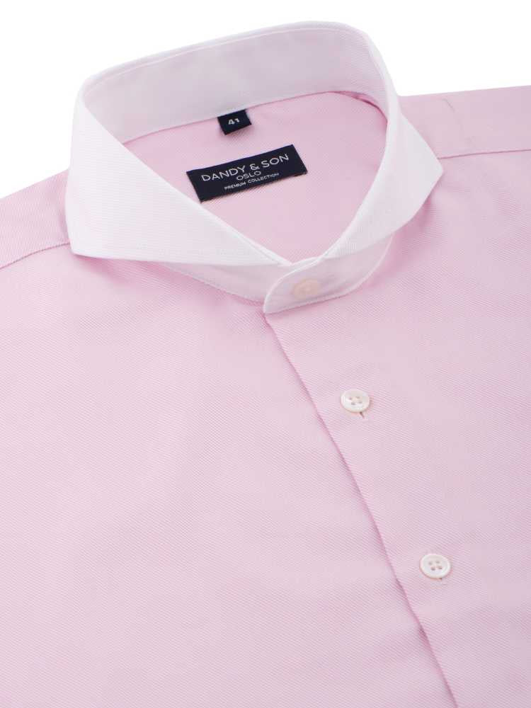 Dandy &amp; Son Extreme Cutaway collar shirt in pink premium cotton with french cuffs