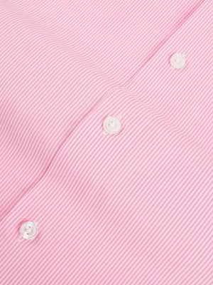 Dandy & Son Extreme Cutaway collar shirt in pink striped cotton buttons