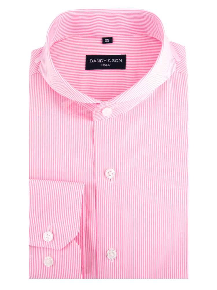 Dandy &amp; Son Extreme Cutaway collar shirt in pink striped cotton