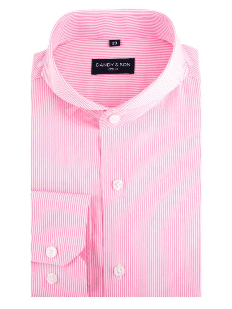 Dandy & Son Extreme Cutaway collar shirt in pink striped cotton