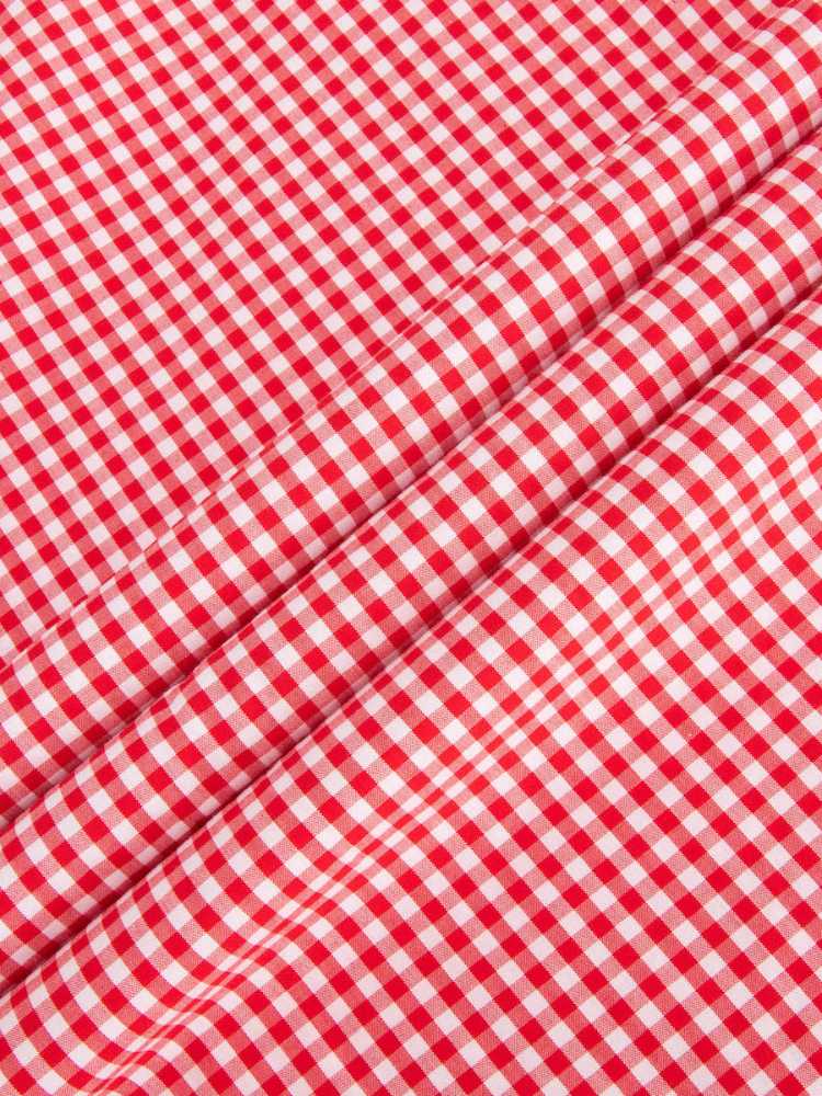 Dandy &amp; Son Extreme Cutaway collar shirt in red gingham style flat lay with tie