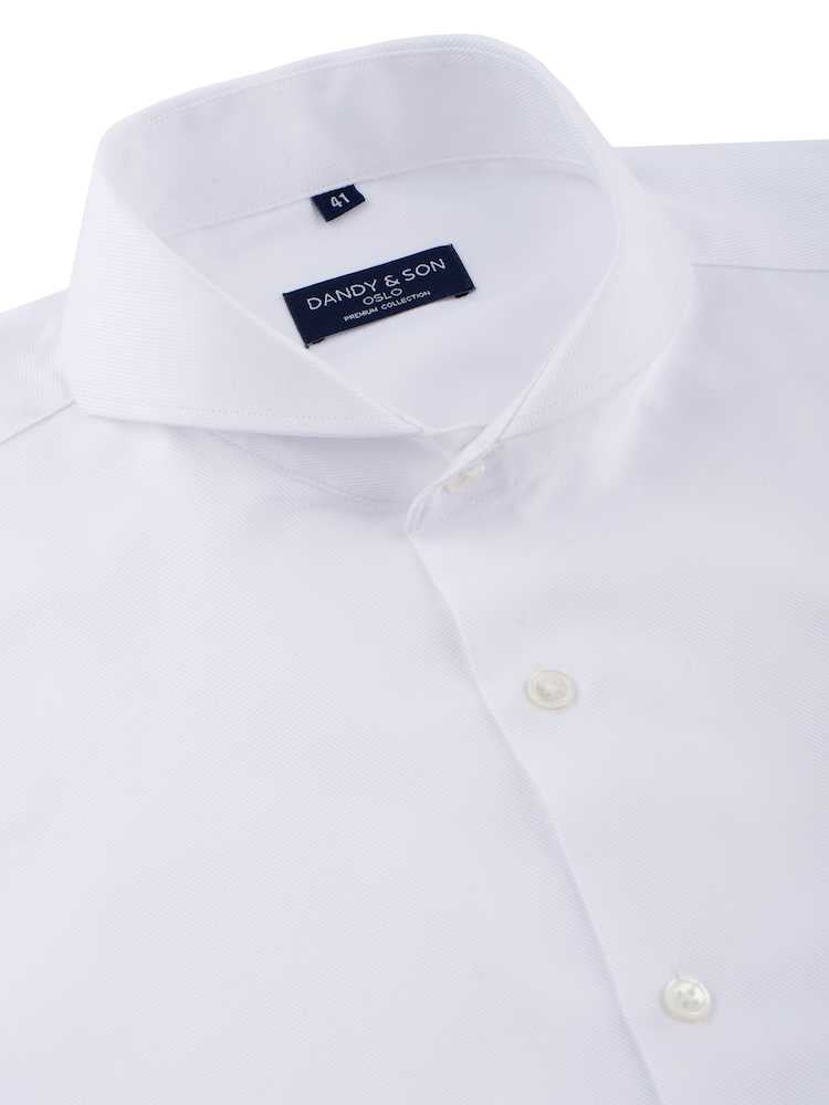 Dandy & Son Extreme Cutaway collar shirt in white premium fabric cotton flat lay
