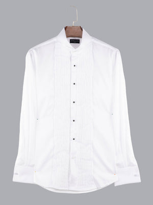 Dandy and Son extreme cutaway collar tuxedo dress shirt white flat lay