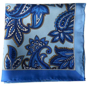 Blue Paisley Pocket Square 100% Silk