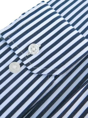 Dandy & Son Cutaway Collared shirt in navy stripes style