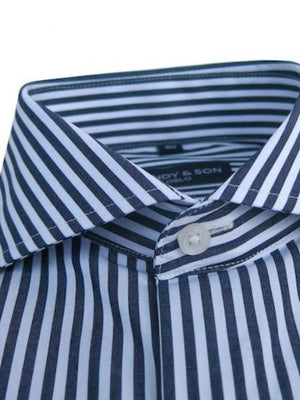 Dandy & Son Cutaway Collared shirt in navy stripes style